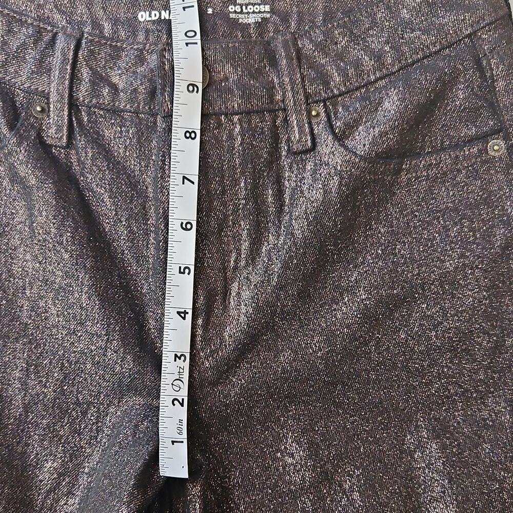 Old Navy Women's High Rise OG Loose Metallic Shimmery Jeans Black size 2 - Picture 7 of 10